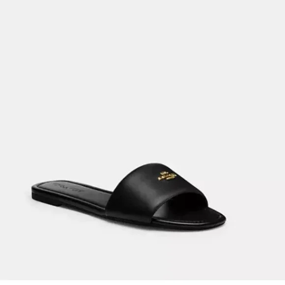 COACH black leather slide sandal, 9. NWT - Picture 3 of 3
